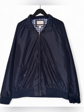 Navy blue Weatherproof Harrington jacket with gingham lining, size XL